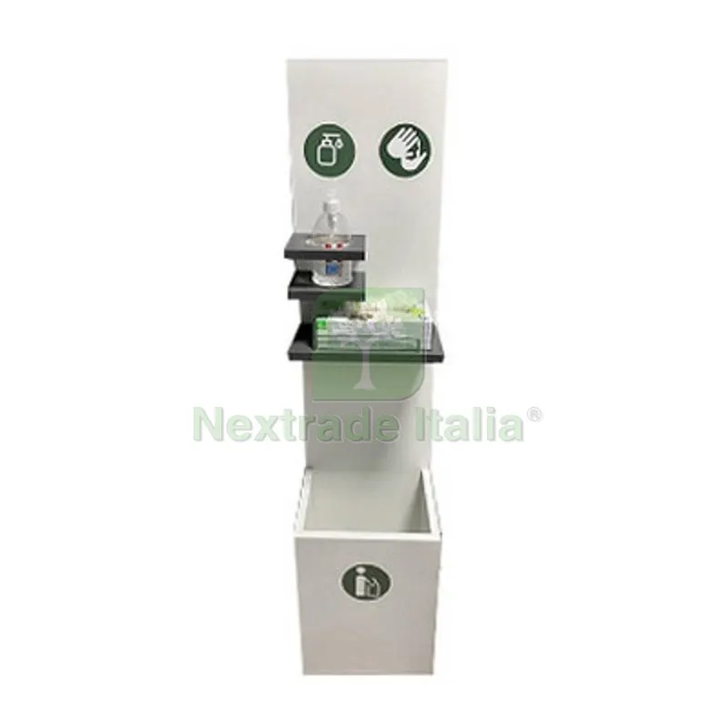 Colonnina in Legno MDF per GEL Igienizzante e Guanti con Cestino HxLxP cm 130x30x30 — Guanti da lavoro — rif. FERX.DIA150-P2022 Colonnina in Legno MDF per GEL Igienizzante e Guanti con Cestino HxLxP cm 130x30x30 — Guanti da lavoro — rif. FERX.DIA150-P2022