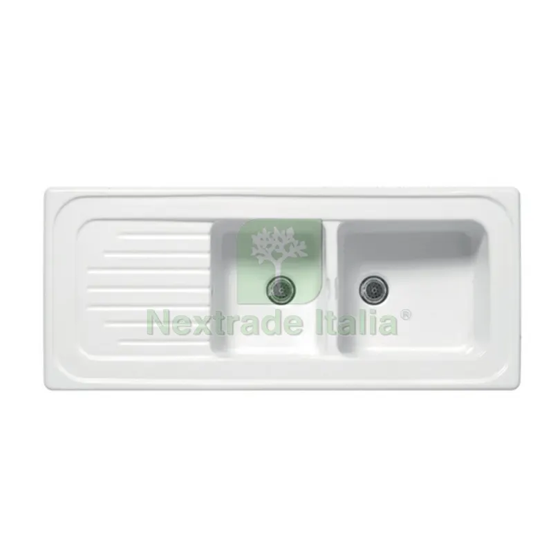 Lavello da Incasso in Ceramica MOD. C281 con 2 Vaschette 116 x 50 Bianco — Sanitari e ceramiche — rif. FERX.DIA185-C281