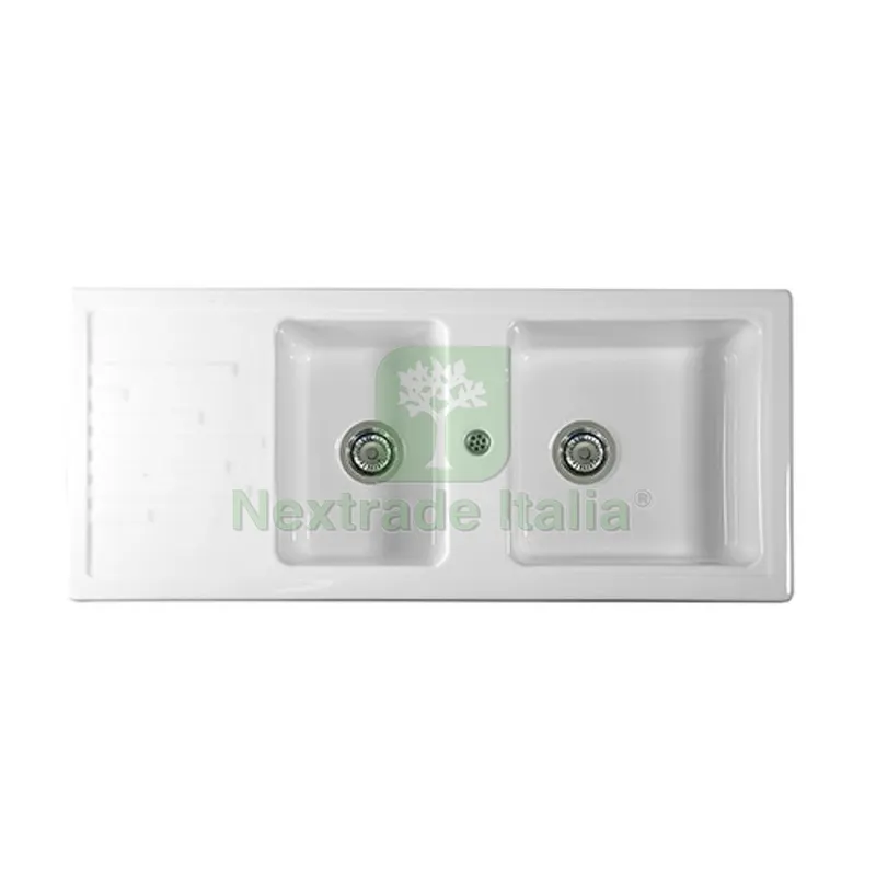 LAVELLO DA INCASSO IN CERAMICA MOD. C283 CON 2 VASCHETTE 116 x 50 Bianco — Sanitari e ceramiche — rif. FERX.DIA185-C283 LAVELLO DA INCASSO IN CERAMICA MOD. C283 CON 2 VASCHETTE 116 x 50 Bianco — Sanitari e ceramiche — rif. FERX.DIA185-C283
