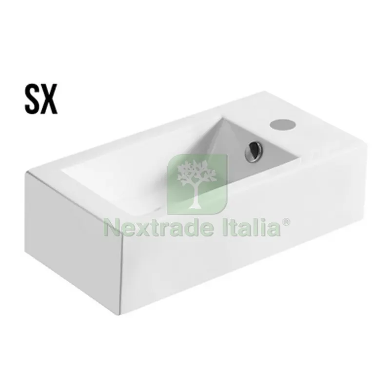 LAVABO DA APPOGGIO MOD. LA47 CM 50 X 25.5 Destro — Sanitari e ceramiche — rif. FERX.DIA185-LA47-DX LAVABO DA APPOGGIO MOD. LA47 CM 50 X 25.5 Destro — Sanitari e ceramiche — rif. FERX.DIA185-LA47-DX