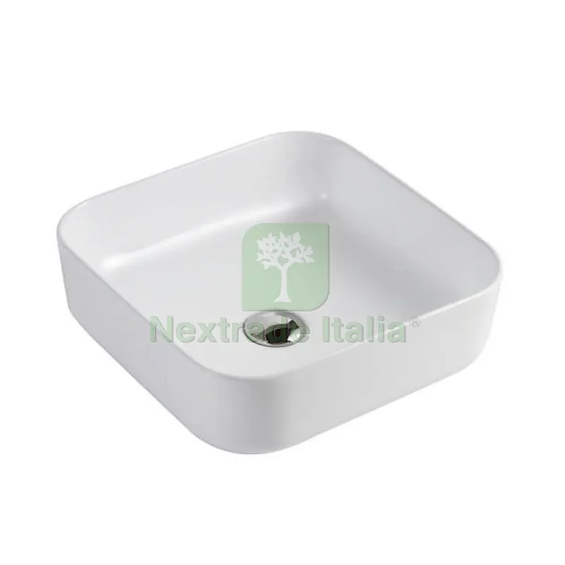 LAVABO QUADRATO MOD. LAQ01 cm 39x39x14 Bianco lucido — Sanitari e ceramiche — rif. FERX.DIA185-LAQ01-039