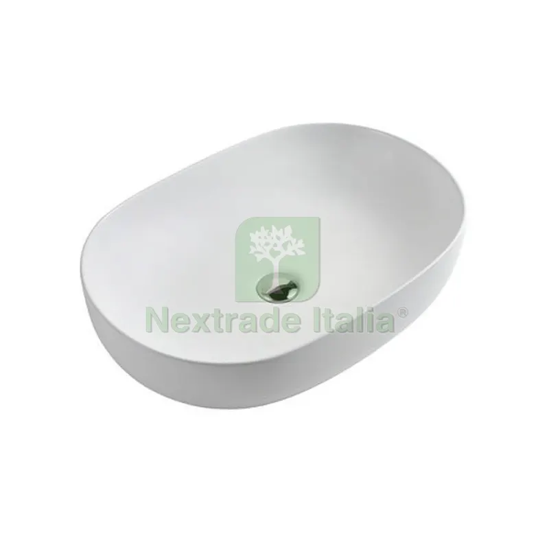 Lavabo Ovale MOD. LAV02 cm 60x42x14 Bianco lucido — Sanitari e ceramiche — rif. FERX.DIA185-LAV02-060 Lavabo Ovale MOD. LAV02 cm 60x42x14 Bianco lucido — Sanitari e ceramiche — rif. FERX.DIA185-LAV02-060