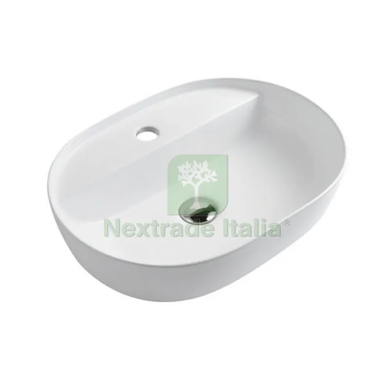 Lavabo da Appoggio Ovale MOD. LAV04 cm 50x38x12 Bianco lucido — Sanitari e ceramiche — rif. FERX.DIA185-LAV04-050