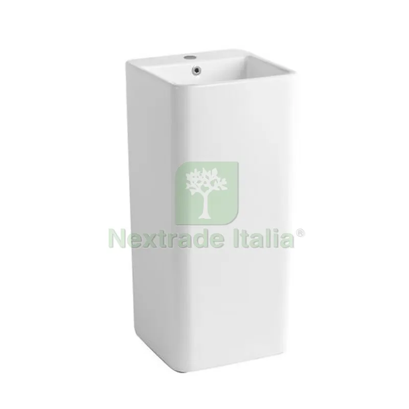 LAVABO FREESTANDING ZENIT QUADRO cm 40x40x85 Bianco lucido — Sanitari e ceramiche — rif. FERX.DIA185-LFQ01-040