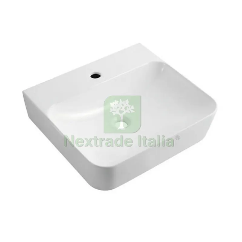 LAVABO A PARETE RETTANGOLARE CON FORO RUBINETTO cm 60x46,5x13 — Rubinetti e valvole — rif. FERX.DIA185-LPR01-060