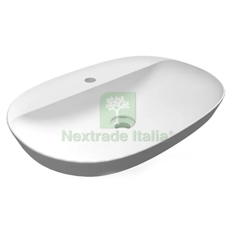 Lavabo AD Incasso Ovale Allungato Monoforo Variant 60 x 42 CM Bianco — Sanitari e ceramiche — rif. FERX.DIA185-RNSLF-60 Lavabo AD Incasso Ovale Allungato Monoforo Variant 60 x 42 CM Bianco — Sanitari e ceramiche — rif. FERX.DIA185-RNSLF-60