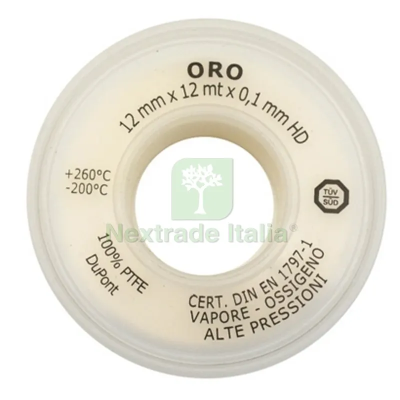 Nastro Ptfe Teflon Oro 12MM x 12MT x 0.10mm Oro — Guarnizioni e tenute — rif. FERX.DIA201-3036 Nastro Ptfe Teflon Oro 12MM x 12MT x 0.10mm Oro — Guarnizioni e tenute — rif. FERX.DIA201-3036