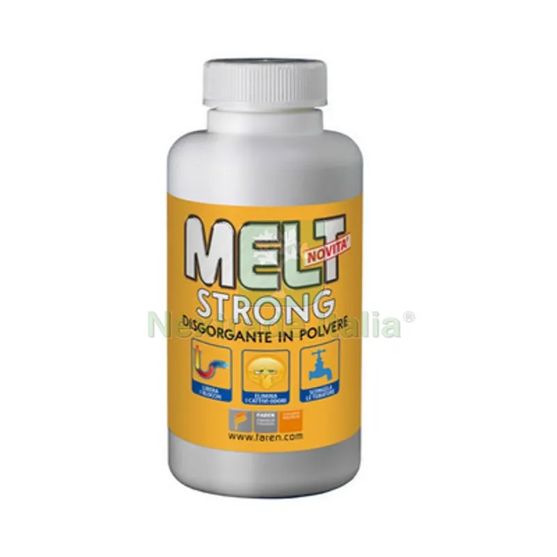 DISGORGANTE IN POLVERE MELT STRONG 600 gr — Scarichi e sifoni — rif. FERX.DIA201-35379 DISGORGANTE IN POLVERE MELT STRONG 600 gr — Scarichi e sifoni — rif. FERX.DIA201-35379