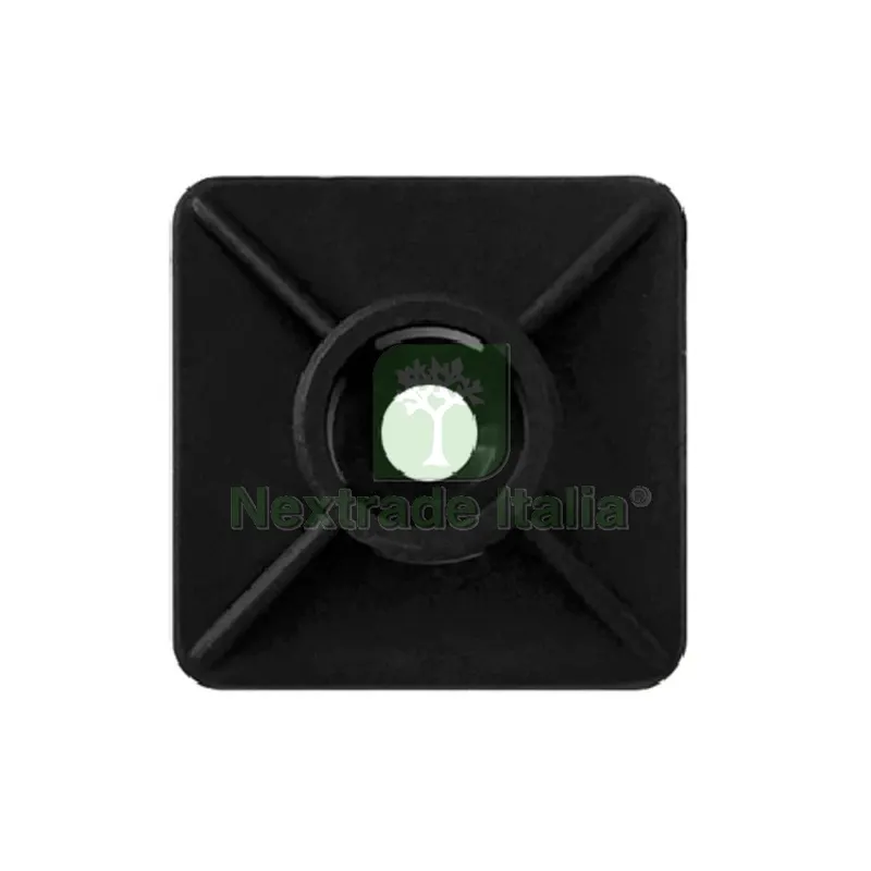 100 PZ BASETTA QUADRATA AUTOADESIVA IN NYLON 19x19 Nera — Tasselli e ancoraggi — rif. FERX.DIA215-FSB-19N