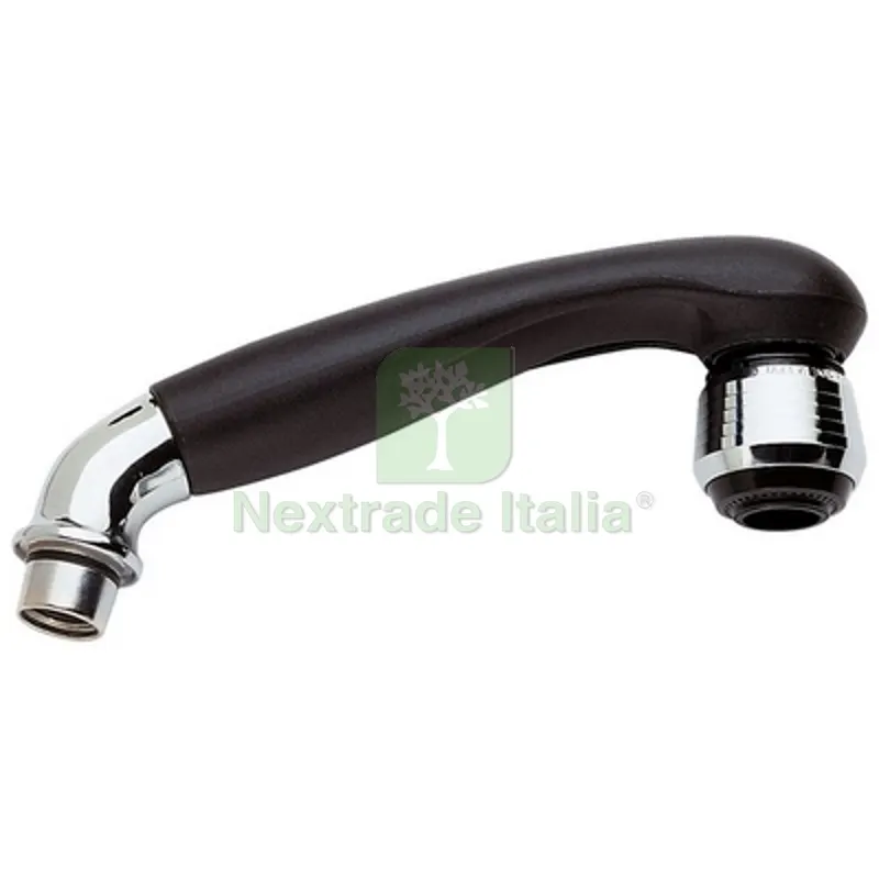 DOCCETTA PER MONOFORO CON CURVA Nera c/particolari cromo — Rubinetti e valvole — rif. FERX.DIA222-802 DOCCETTA PER MONOFORO CON CURVA Nera c/particolari cromo — Rubinetti e valvole — rif. FERX.DIA222-802