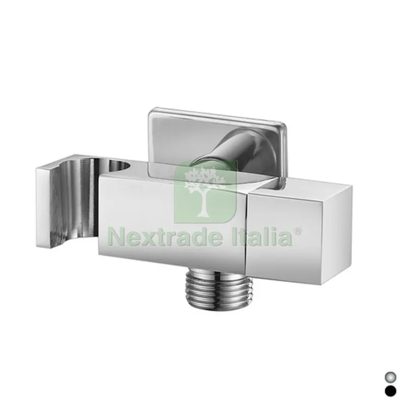 PRESA ACQUA QUADRA CON SUPPORTO DOCCIA E ARRESTO Nero Opaco — Interruttori e prese — rif. FERX.DIA222-85410-NO