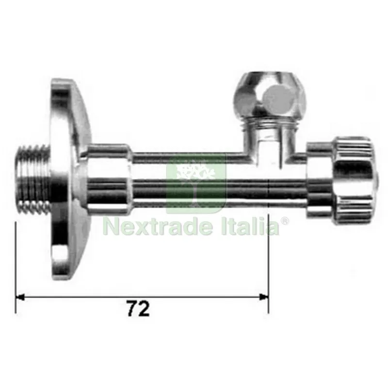RUBINETTO AD ANGOLO CON ROSONE E DADO CONICO CORTO 1/2 x 3/8 — Rubinetti e valvole — rif. FERX.DIA240-944 RUBINETTO AD ANGOLO CON ROSONE E DADO CONICO CORTO 1/2 x 3/8 — Rubinetti e valvole — rif. FERX.DIA240-944