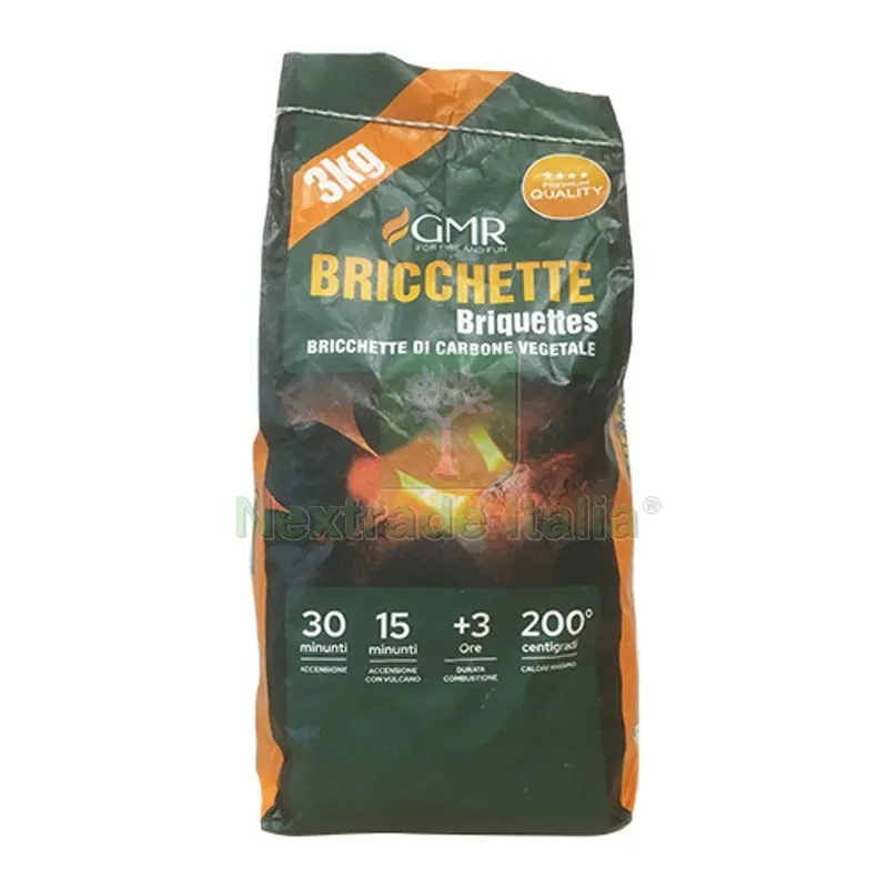 Bricchette di Carbone Vegetale 3 kg — Tempo libero outdoor — rif. FERX.DIA244-B802-03 Bricchette di Carbone Vegetale 3 kg — Tempo libero outdoor — rif. FERX.DIA244-B802-03