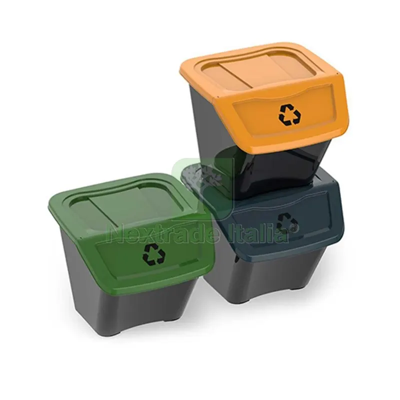 Set 3 PZ Pattumiera Ecobin per Raccolta Differenziata Lt. 30x3 39x39 cm x h.33 cm — Casalinghi e organizzazione — rif. FERX.DIA244-F1606