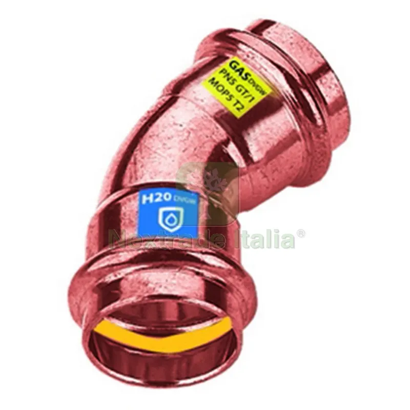 CURVA IN RAME A PRESSARE 45° FF ACQUA/GAS Diam. 35 — Raccordi a pressare e multistrato — rif. FERX.DIA302-FRS9041-35 CURVA IN RAME A PRESSARE 45° FF ACQUA/GAS Diam. 35 — Raccordi a pressare e multistrato — rif. FERX.DIA302-FRS9041-35