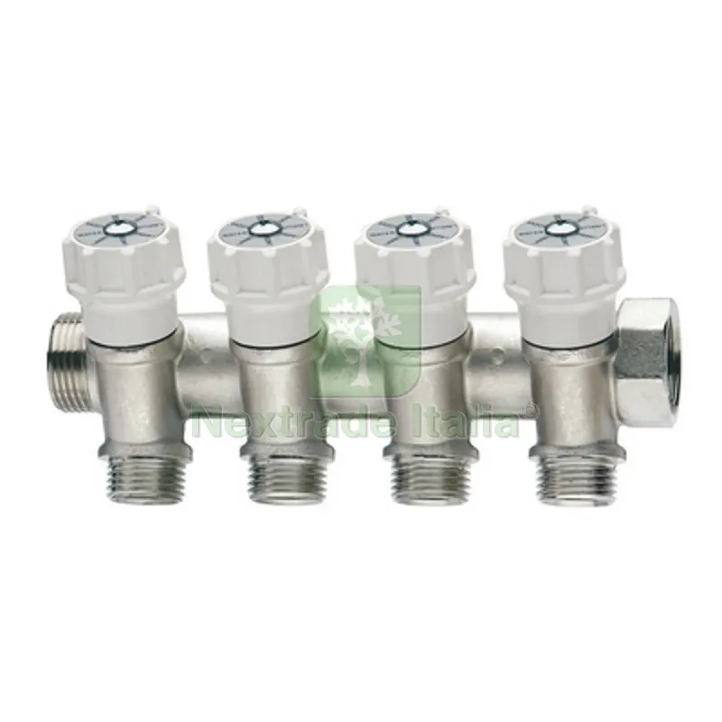 COLLETTORE DI DISTRIBUZIONE COMPONIBILE CON VALVOLE DI INTERCETTAZIONE 3/4" x 4 deriv. 1/2 — Tubi e raccordi — rif. FERX.DIA304-M465-054