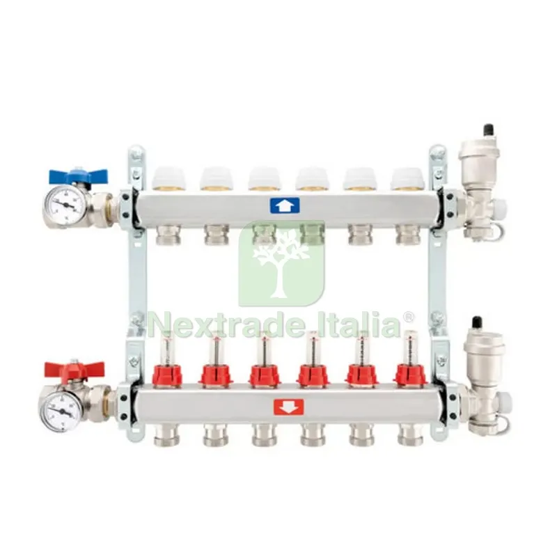 COLLETTORE PREMONTATO COMPLETO CON FLUSSIMETRI 8 vie 1"x3/4 — Tubi e raccordi — rif. FERX.DIA309-C907-08 COLLETTORE PREMONTATO COMPLETO CON FLUSSIMETRI 8 vie 1"x3/4 — Tubi e raccordi — rif. FERX.DIA309-C907-08
