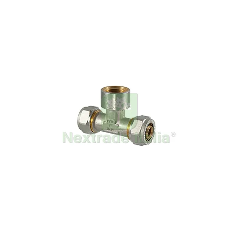 RACCORDO TEE FEMMINA A COMPRESSIONE PER MULTISTRATO 20 x 3/4 x 20 — Raccordi a pressare e multistrato — rif. FERX.DIA313-T1055-0520 RACCORDO TEE FEMMINA A COMPRESSIONE PER MULTISTRATO 20 x 3/4 x 20 — Raccordi a pressare e multistrato — rif. FERX.DIA313-T1055-0520