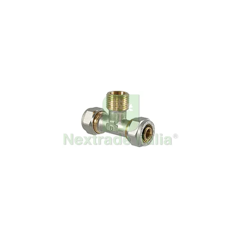 RACCORDO TEE MASCHIO A COMPRESSIONE PER MULTISTRATO 26 x 1" x 26 — Raccordi a pressare e multistrato — rif. FERX.DIA313-T1060-0626