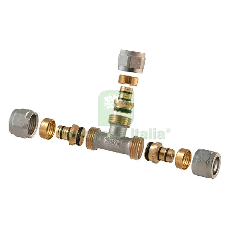 RACCORDO A TEE 2 PZ ASSEMBLATO A COMPRESSIONE P/MULTISTRATO 1/2 - 16 (2,00) — Tubi e raccordi — rif. FERX.DIA313-TD1445-0416