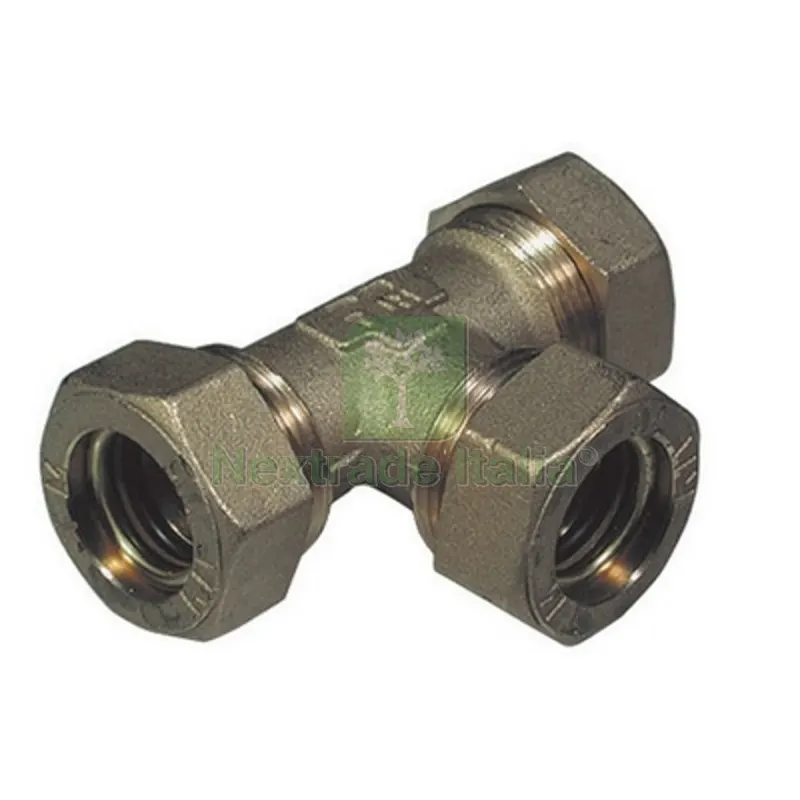 RACCORDO A TEE CON 3 DADI O-RING TIEMME 16 — Tubi e raccordi — rif. FERX.DIA314-1307-16