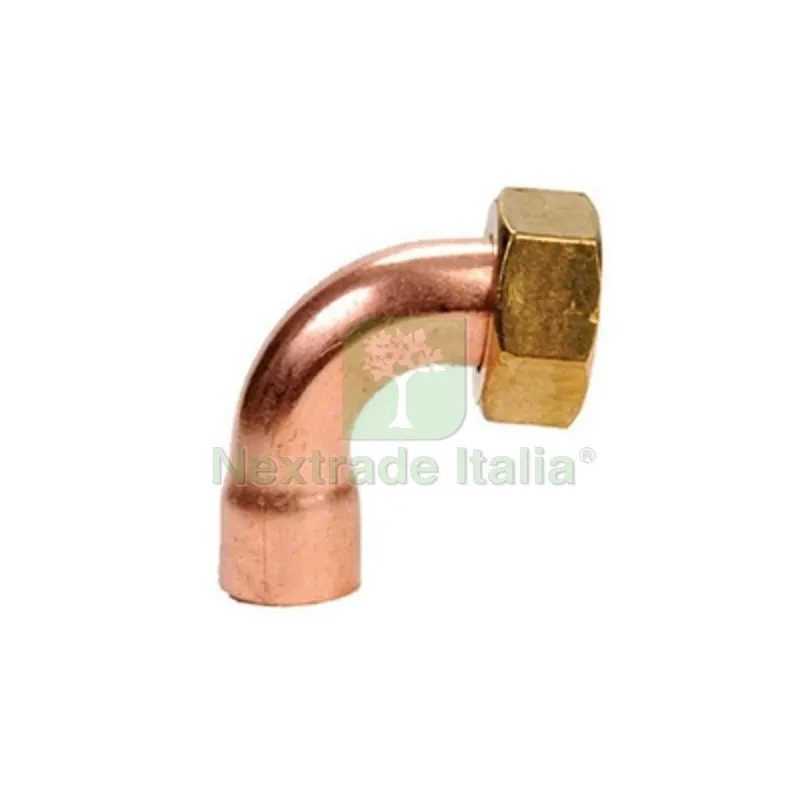 CURVA RAME 90° CON DADO GIREVOLE 3/4 x 16 — Tubi e raccordi — rif. FERX.DIA315-002G-0516