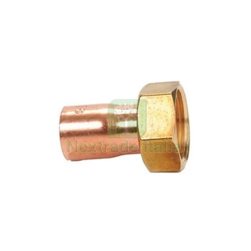 MEZZO BOCCHETTONE RAME FF CON DADO GIREVOLE 1/2 x 14 — Bulloni, dadi e rondelle — rif. FERX.DIA315-359G-0414