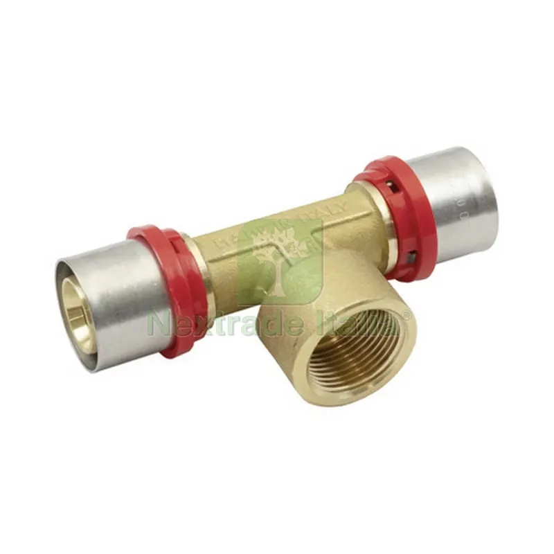 RACCORDO PRESS A T FEMMINA PER MULTISTRATO 1/2 x 16 -CONF — Raccordi a pressare e multistrato — rif. FERX.DIA317-1659-K0416
