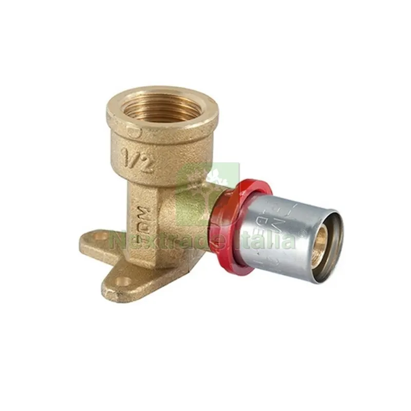 Raccordo Gomito Femmina a Staffa a Pressare per Multistrato 1/2" x 16 — Raccordi a pressare e multistrato — rif. FERX.DIA317-DT1680-0416 Raccordo Gomito Femmina a Staffa a Pressare per Multistrato 1/2" x 16 — Raccordi a pressare e multistrato — rif. FERX.DIA317-DT1680-0416