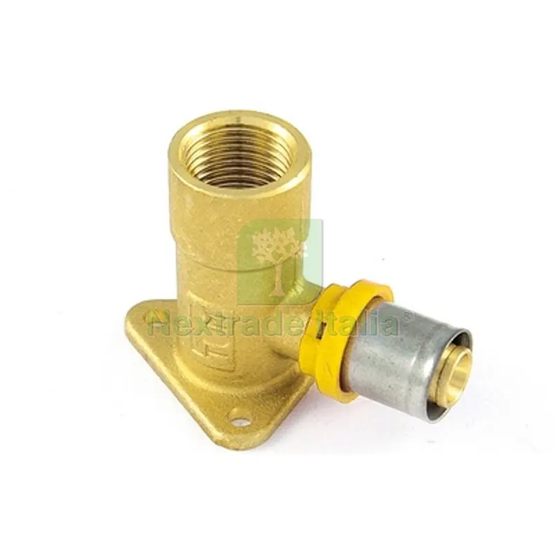 Raccordo per Multistrato GAS Curvo Femmina con Flangia 3 Fori 20 x 1/2" — Raccordi a pressare e multistrato — rif. FERX.DIA317-G2656-2004 Raccordo per Multistrato GAS Curvo Femmina con Flangia 3 Fori 20 x 1/2" — Raccordi a pressare e multistrato — rif. FERX.DIA317-G2656-2004