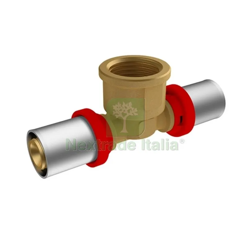 RACCORDO A PRESSARE IKARO A T FEMMINA 3/4 - D.26x3 - D.26x3 -CONF — Raccordi a pressare e multistrato — rif. FERX.DIA317-IK1159-K0526