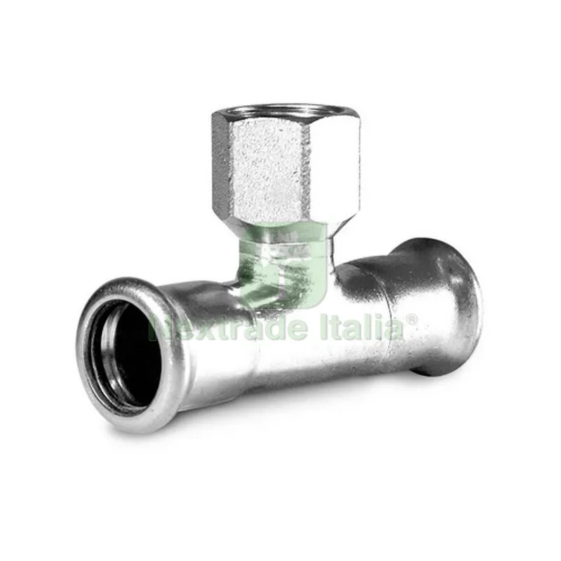 TI con Derivazione Filetto F a Pressare in Acciaio Carbonio 3/4" x 42 x 42 — Raccordi a pressare e multistrato — rif. FERX.DIA317-TQ136-0542