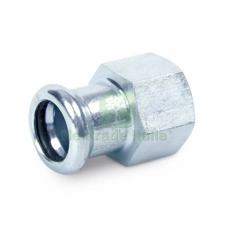 MANICOTTO MISTO FF A PRESSARE IN ACCIAIO CARBONIO 3/4" x 22 — Tubi e raccordi — rif. FERX.DIA317-TQ27F-0522