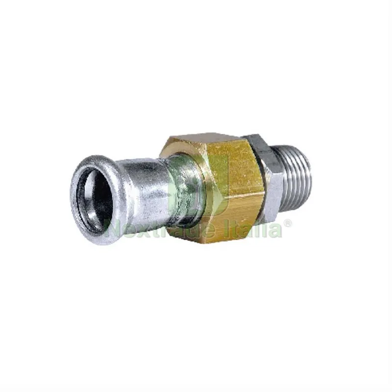 BOCCHETTONE DADO E RACCORDO MASCHIO IN OTTONE PRESS ACCIAIO CARBONIO 2" x 54 — Tubi e raccordi — rif. FERX.DIA317-TQ33M-0954