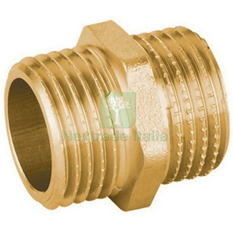 NIPPLE DIRITTO MM IN OTTONE GIALLO PESANTE IBP 1"1/2 — Tubi e raccordi — rif. FERX.DIA319-BP8280-08