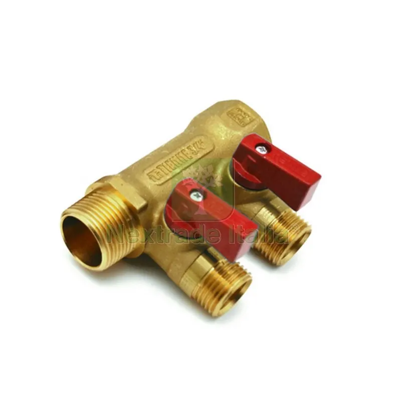COLLETTORE NINO 2 VIE CON VALVOLE A SFERA 3/4 x 1/2 2 vie Rosso — Tubi e raccordi — rif. FERX.DIA320-1822N-R0504