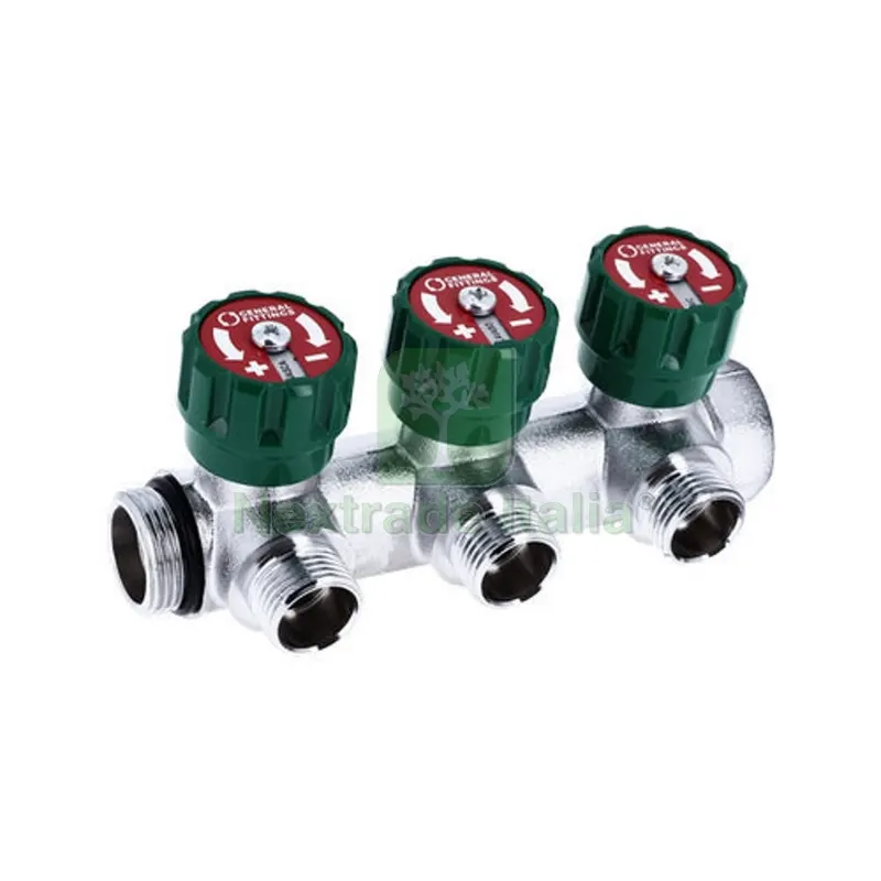 COLLETTORE 90° FASATO CON VITONI E DISCHETTO 1/2 3/4" 4 vie 1/2 — Tubi e raccordi — rif. FERX.DIA320-G6200-05404