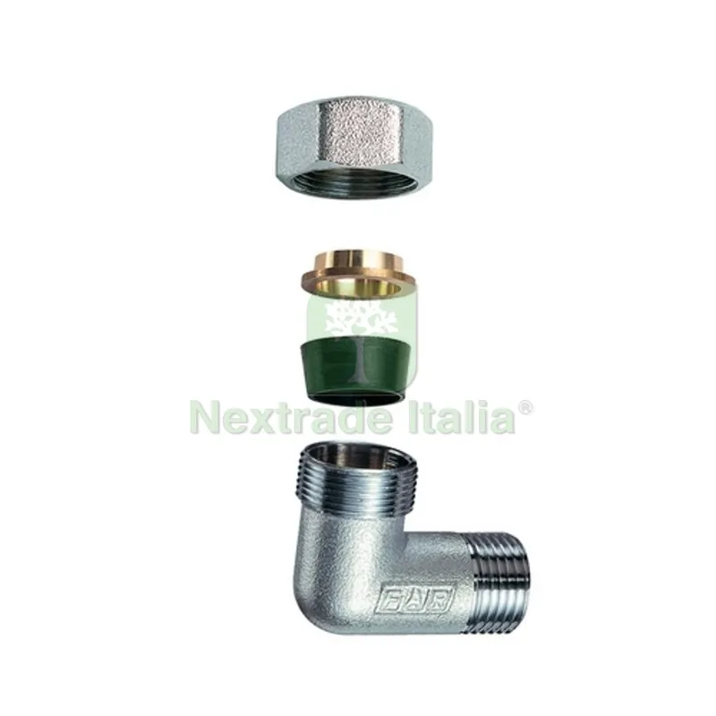 GOMITO MASCHIO CROMATO C/MONOCONO IN GOMMA PER RAME 1/2" x 18 — Tubi e raccordi — rif. FERX.DIA321-55260-0418 GOMITO MASCHIO CROMATO C/MONOCONO IN GOMMA PER RAME 1/2" x 18 — Tubi e raccordi — rif. FERX.DIA321-55260-0418