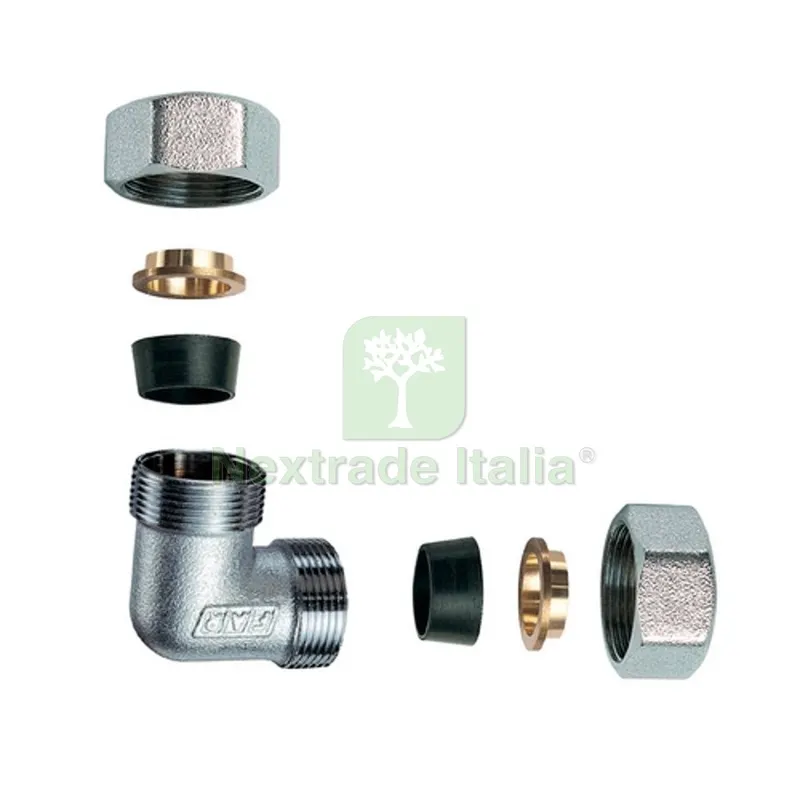 GOMITO DOPPIO CROMATO C/MONOCONO IN GOMMA PER RAME 1/2" x 18 — Tubi e raccordi — rif. FERX.DIA321-55360-0418