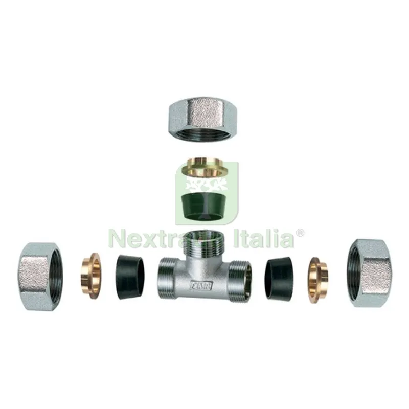 RACCORDO CROMATO A "T" CON 3 MONOCONI IN GOMMA PER RAME 3/4" x 22 — Tubi e raccordi — rif. FERX.DIA321-55410-0522 RACCORDO CROMATO A "T" CON 3 MONOCONI IN GOMMA PER RAME 3/4" x 22 — Tubi e raccordi — rif. FERX.DIA321-55410-0522