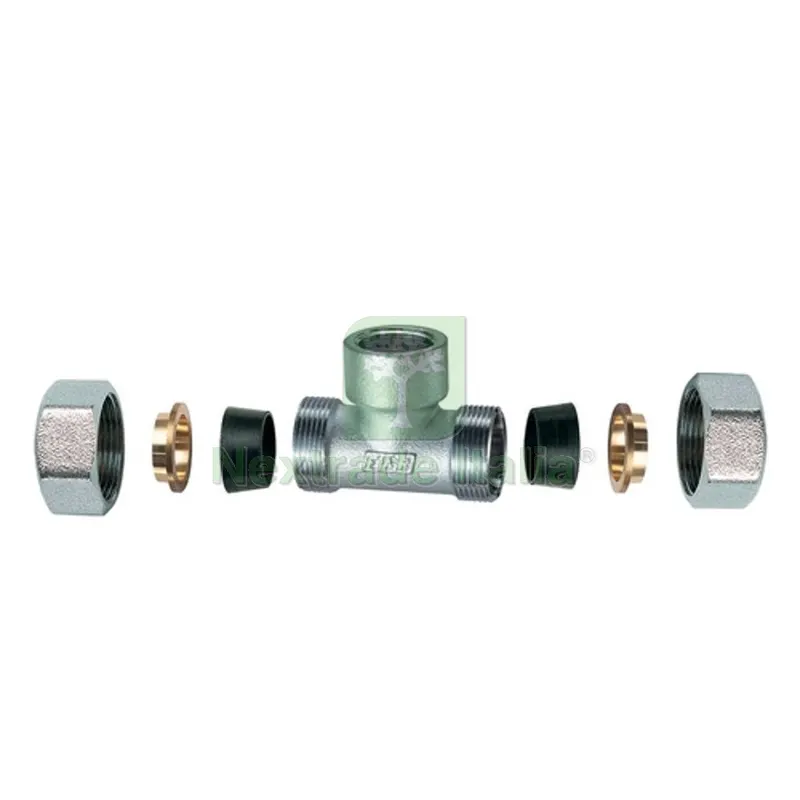 RACCORDO CROMATO A "T" CON 2 MONOCONI IN GOMMA PER RAME 3/4" x 22 — Tubi e raccordi — rif. FERX.DIA321-55460-0522