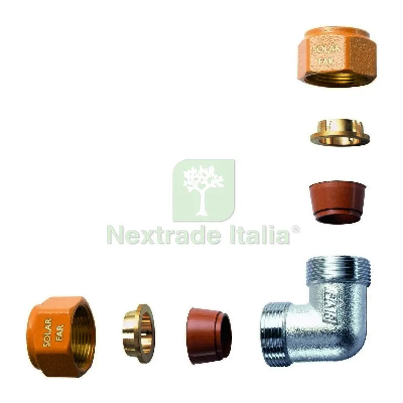 GOMITO DOPPIO COMPLETO DI KIT DI TENUTA PER IMPIANTI SOLARI Diam. 16 — Tubi e raccordi — rif. FERX.DIA321-5880-16