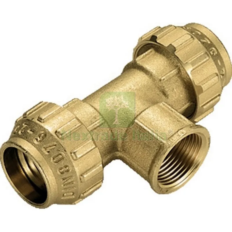 RACCORDO A TEE FEMMINA IN OTTONE TIEMME 1/2" x 20 — Tubi e raccordi — rif. FERX.DIA332-T3469CR-0420