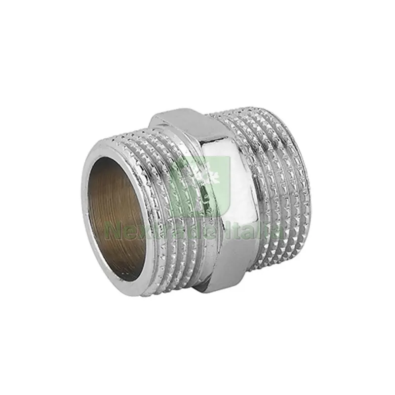 10PZ NIPLLES DOPPIO MM OTTONE CROMO 1/2 — Serrature e cilindri — rif. FERX.DIA343-C003-04