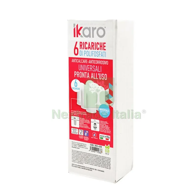 6 PZ CARTUCCE DI POLIFOSFATO IKARO PER DOSATORI conf. 6 pz — Adesivi e sigillanti — rif. FERX.DIA353-428 6 PZ CARTUCCE DI POLIFOSFATO IKARO PER DOSATORI conf. 6 pz — Adesivi e sigillanti — rif. FERX.DIA353-428