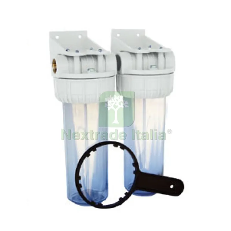 Filtro per Acqua in Plastica Duplex 10" - Att. 1" — Trattamento e depurazione acqua — rif. FERX.DIA353-E244-1006 Filtro per Acqua in Plastica Duplex 10" - Att. 1" — Trattamento e depurazione acqua — rif. FERX.DIA353-E244-1006