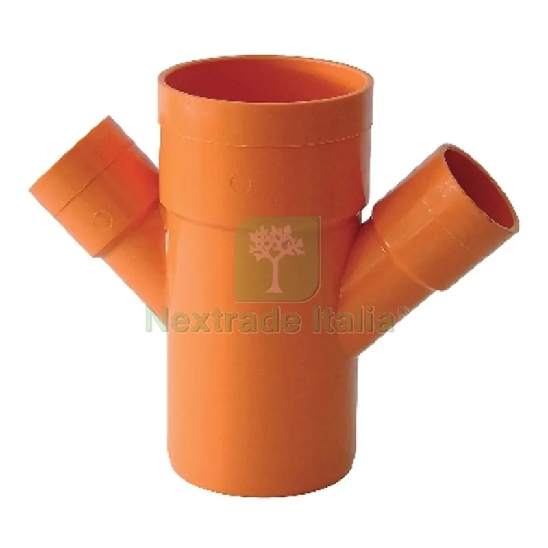 DERIVAZIONE DOPPIA RIDOTTA 45° ARANCIO Diam. 100 x 40 — Irrigazione — rif. FERX.DIA362-BDR-100040