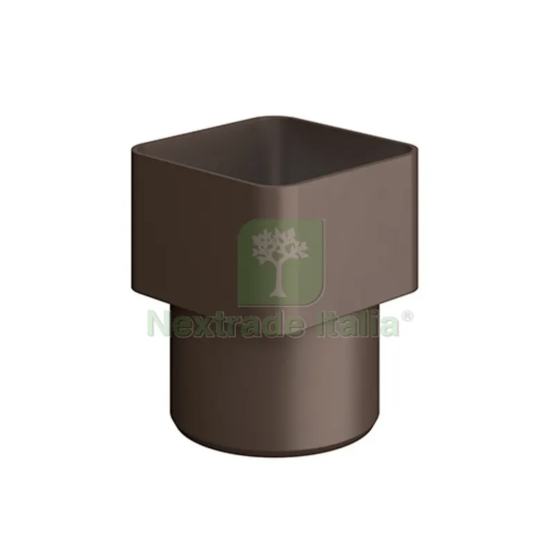 ADATTATORE DA TUBO QUADRO A TONDO Diam. 80x80/80 Marrone — Tubi e raccordi — rif. FERX.DIA364-TRQT-080M
