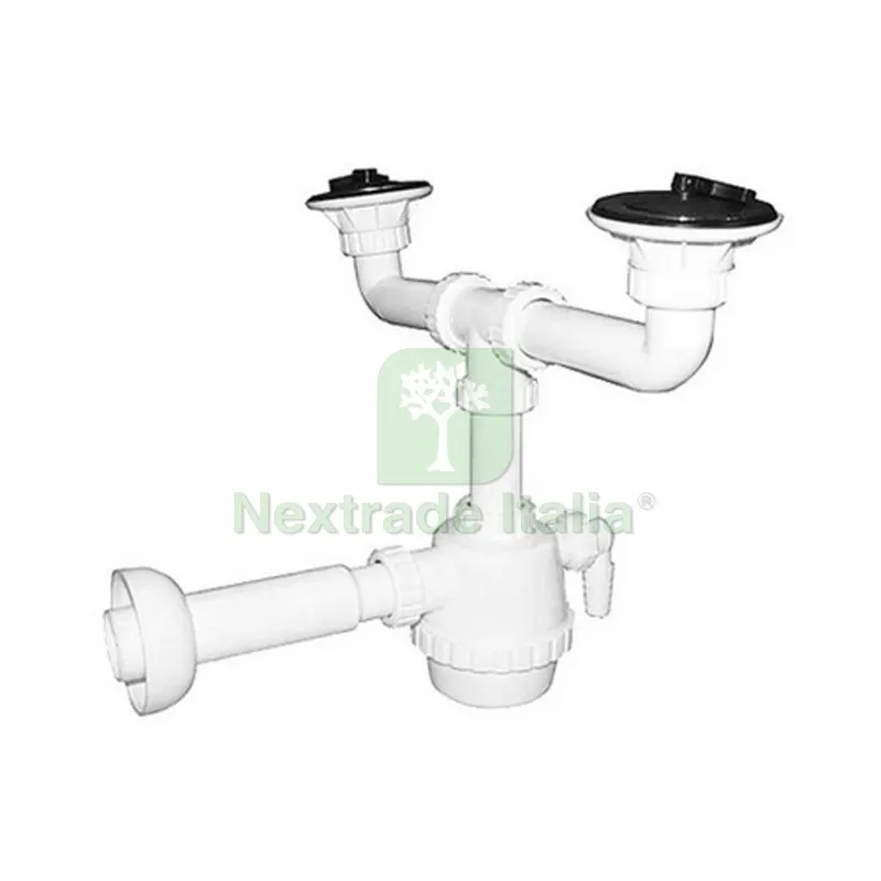Sifone PVC 2 VIE C / Piletta e Scarico Lavatrice C/Canotto 1"1/4 — Scarichi e sifoni — rif. FERX.DIA371-321