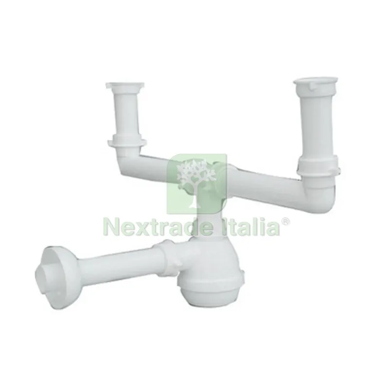 Sifone Tipo "M" per Lavelli Inox a 2 VIE Senza Piletta (marchio Lira) 1"1/2 — Scarichi e sifoni — rif. FERX.DIA371-326